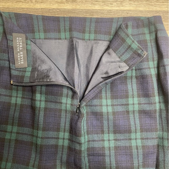 Linda Allard Ellen Tracy Black Watch Tartan Plaid Wool Pencil Skirt - Picture 6 of 6